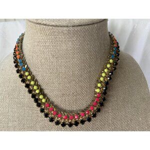 Cara New York Rhinestone Multicolor Gold Tone Layered Statement Necklace NEW